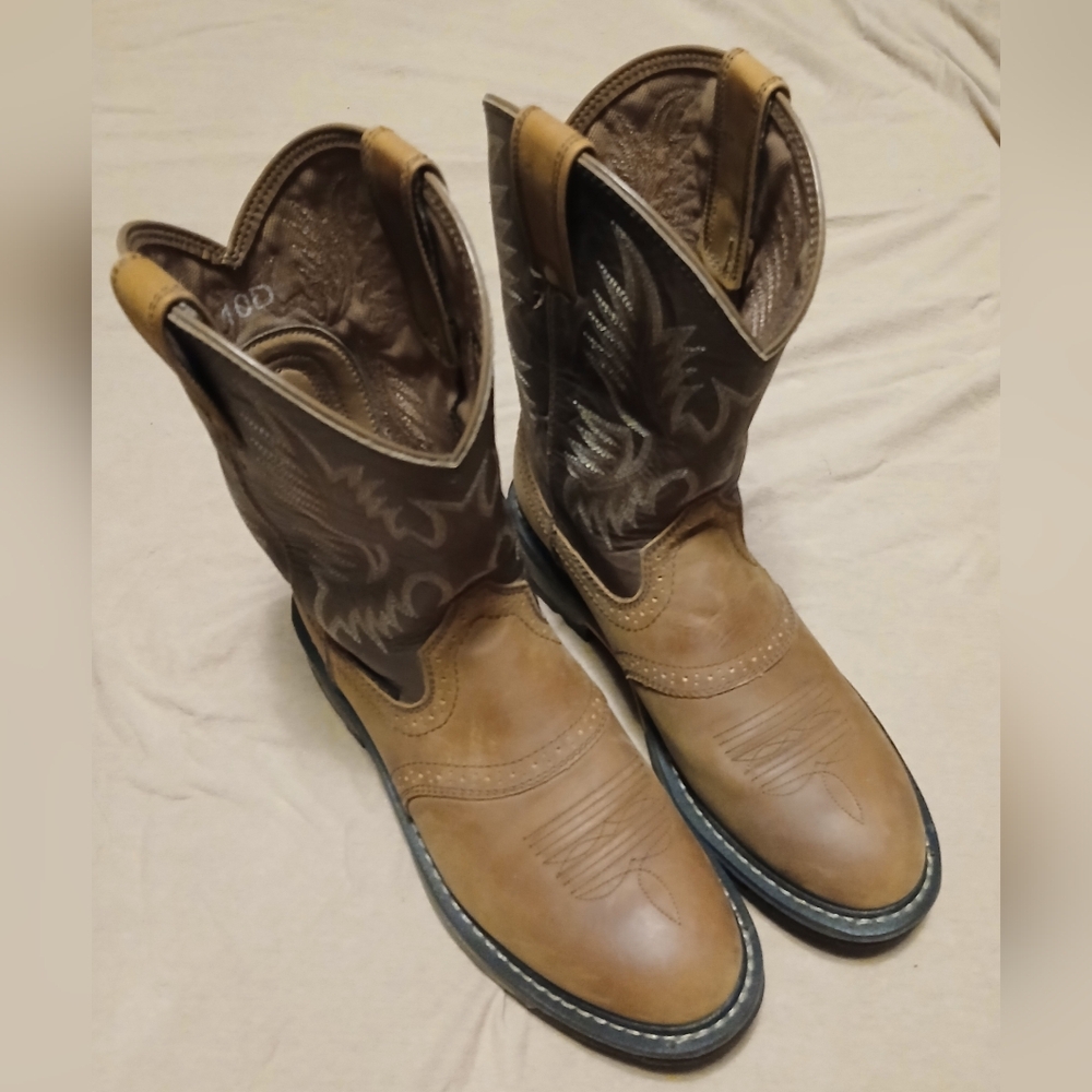 Ariat Tan and Brown Cowboy Boots